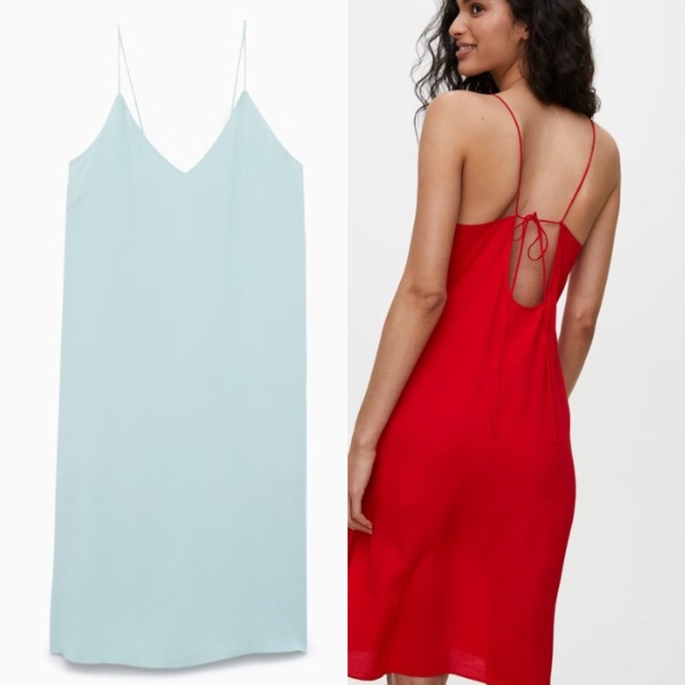 Aritzia Wilfred Free Felicity Sleeveless Midi Slip Dress in Vert Mousse